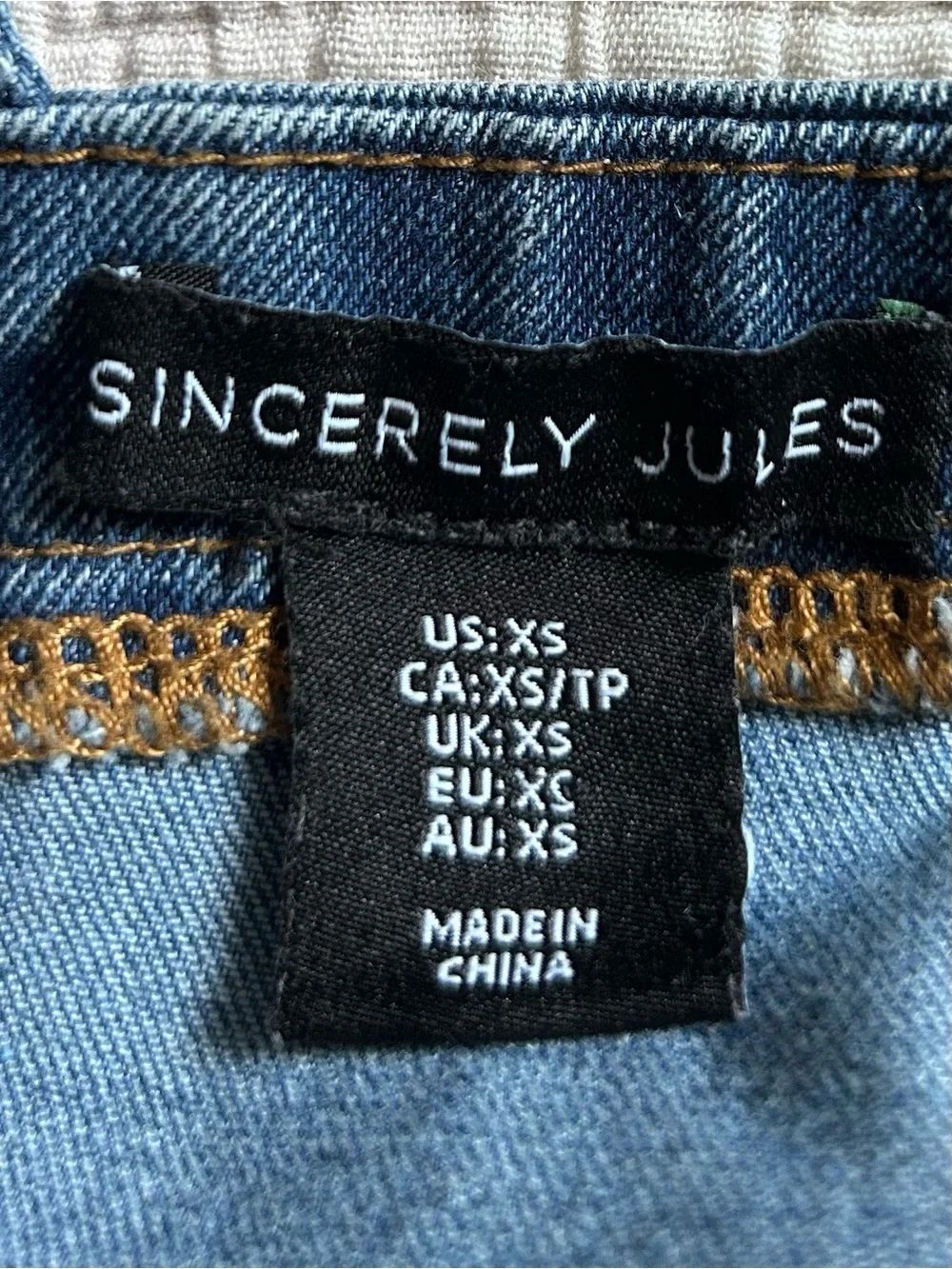Sincerly Jules Blue Denim Fitted Flare Bottom Jean Overalls Front Seam Size XS - Picture 6 of 12
